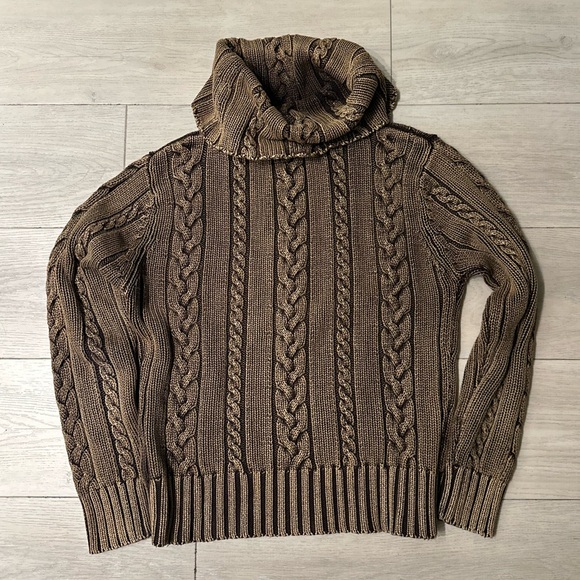 JEANNE PIERRE Gold Knit turtle neck Sweater Small - Picture 1 of 8